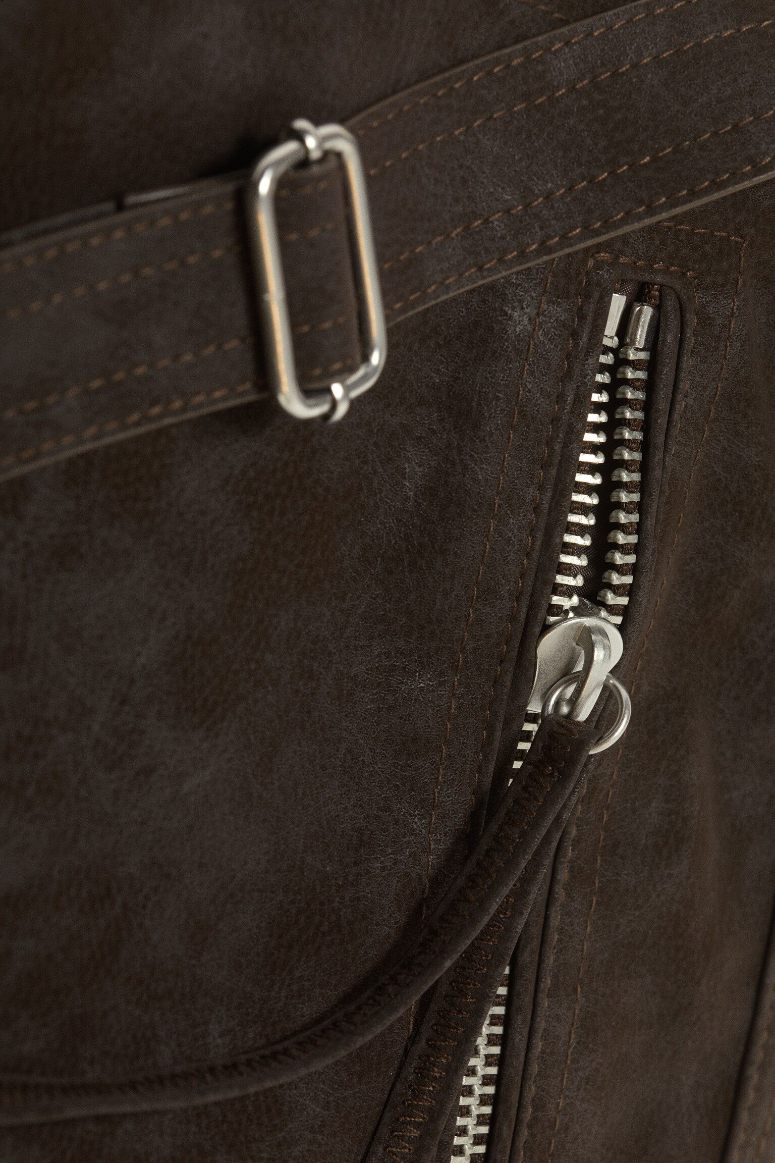 Bolsa de tiracolo com fecho de correr média - Toupeira escuro/Preto - 4