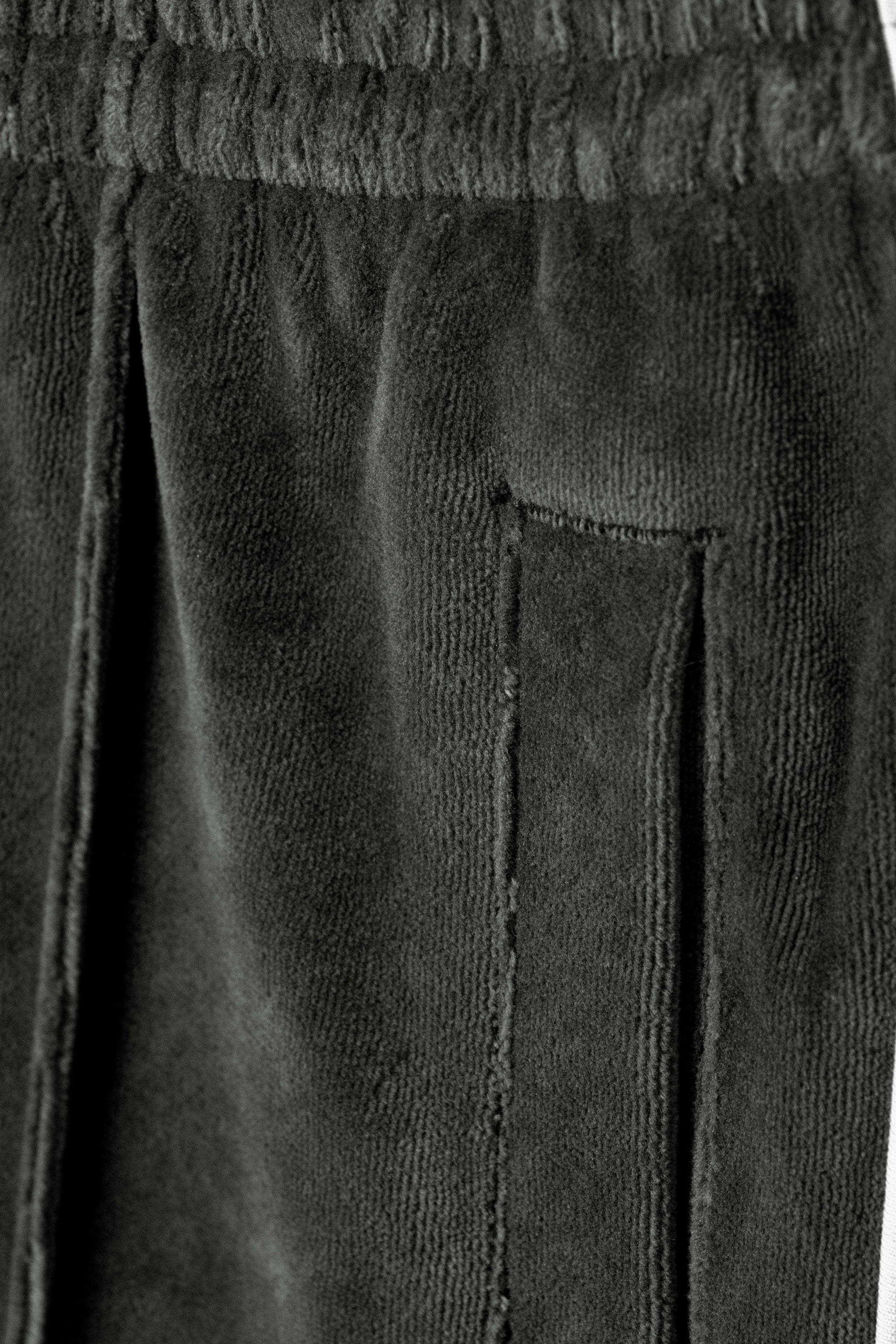 Dark Grey - Mid Rise Loose Straight Leg Velour Track Pants - 5