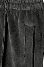 Dark Grey - Mid Rise Loose Straight Leg Velour Track Pants - 5