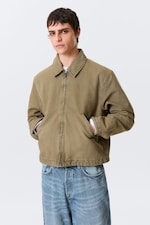 Beige - Locker geschnittene, kastige Zip-Jacke - 0