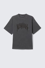 Grau washed - Virtual Mission - Bedrucktes kastiges T-Shirt - 0