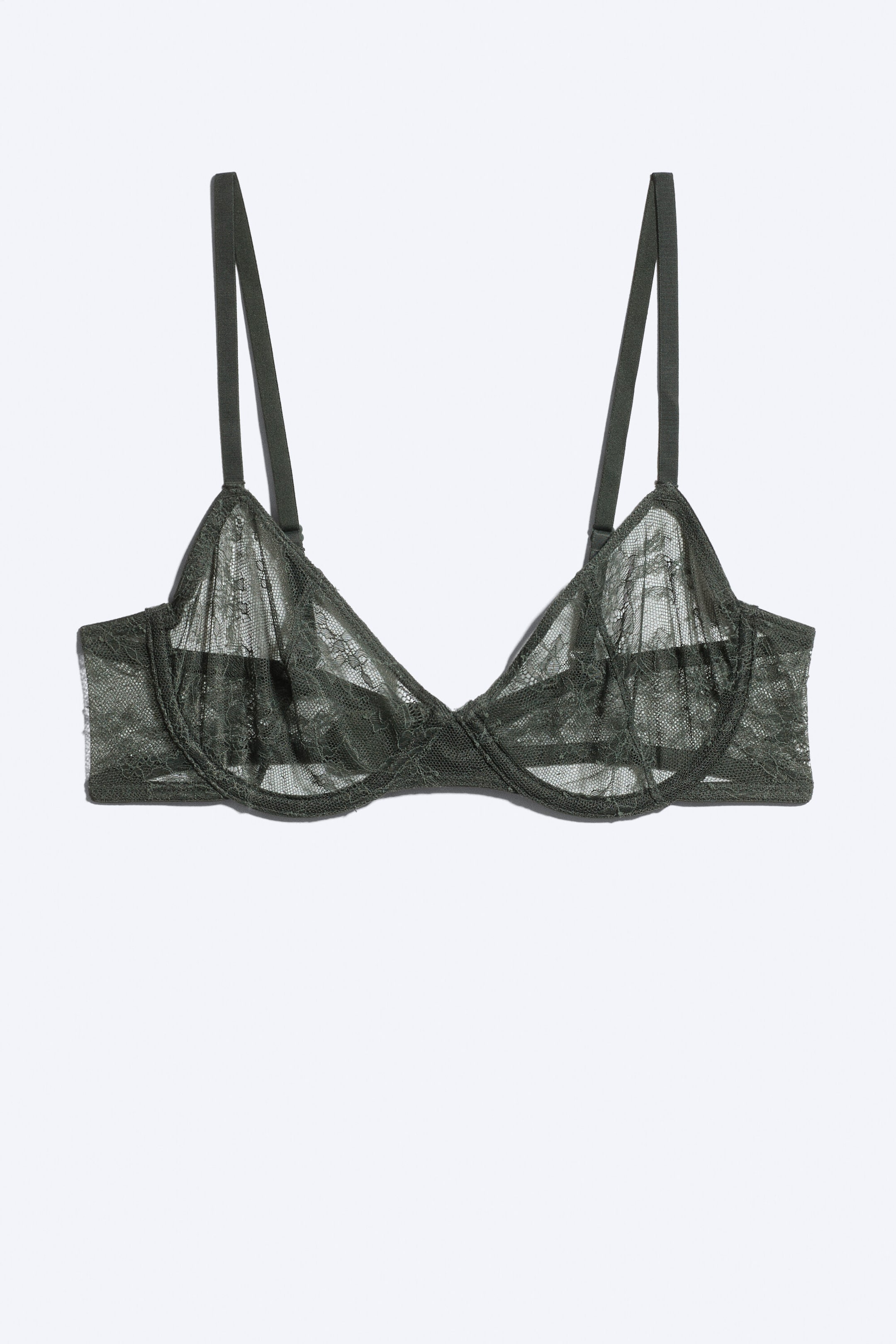 Dark Khaki Green - Sheer wire bra - 3