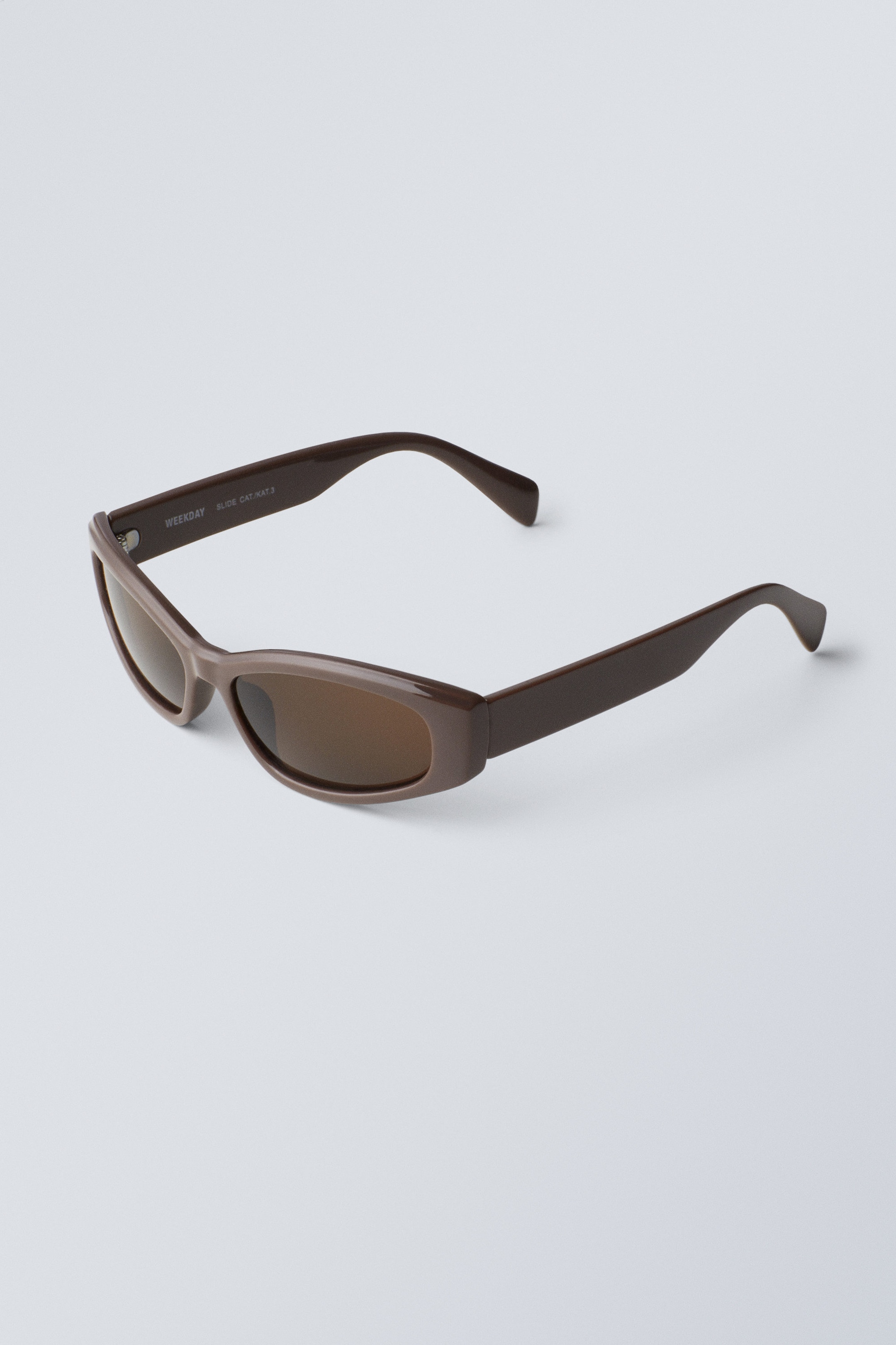 Dark Brown - Slide Curved Frame Unisex Sunglasses - 1
