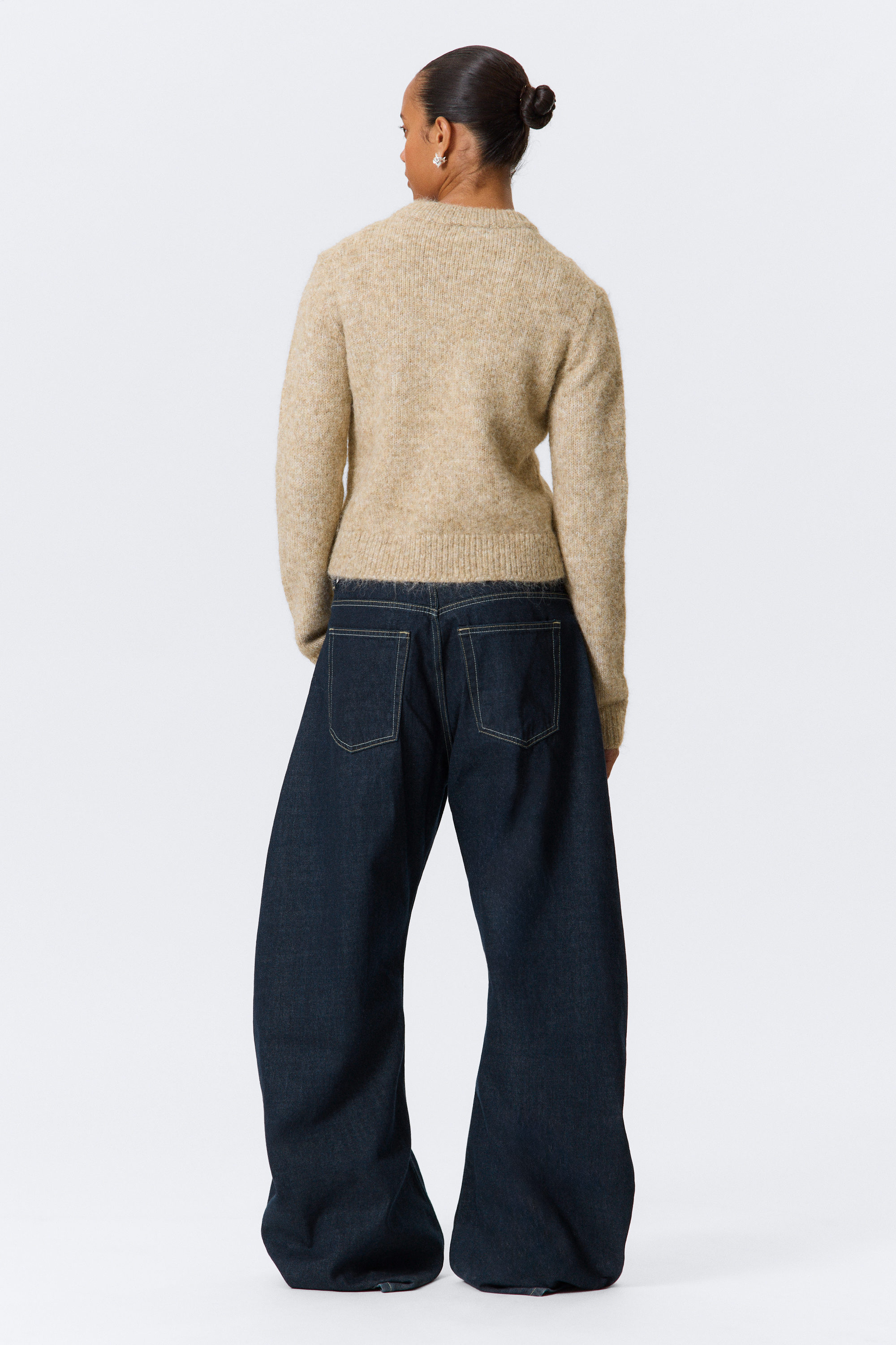 Beige Melange - Slim Knitted Zip Cardigan - 2