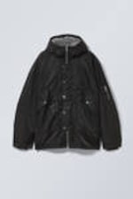 Schwarz - Gefütterte Parka-Jacke aus Nylon - 0