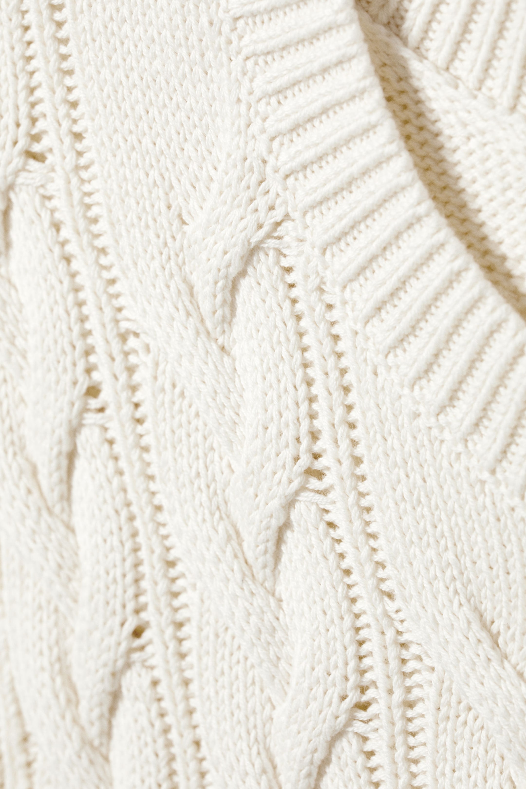 White - Cable Knit Cotton Vest - 4