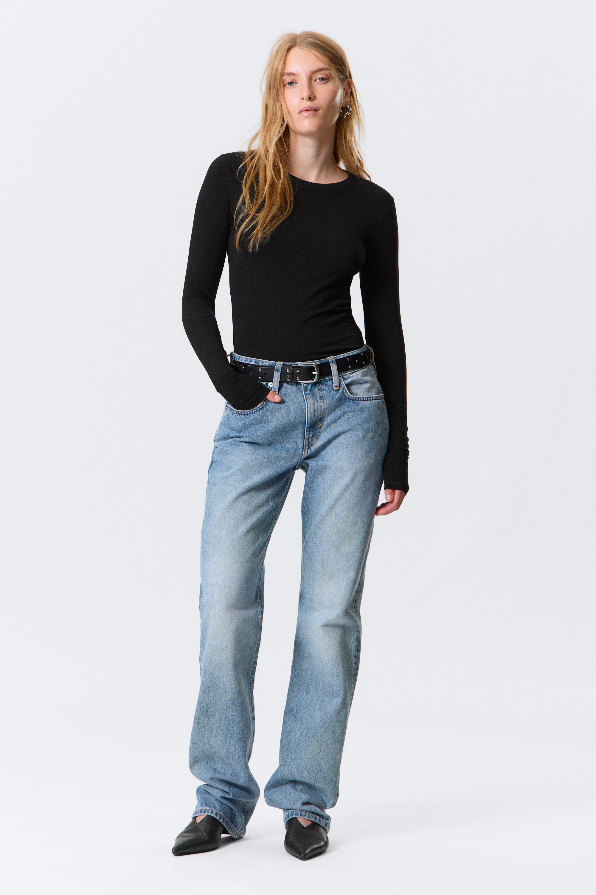 Eighteen Blau - Mittelblau - Pin Mid Waist Regular Straight Leg Jeans - 1
