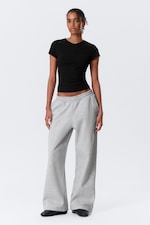 Grey Melange - Loose Long Heavyweight Sweatpants - 1