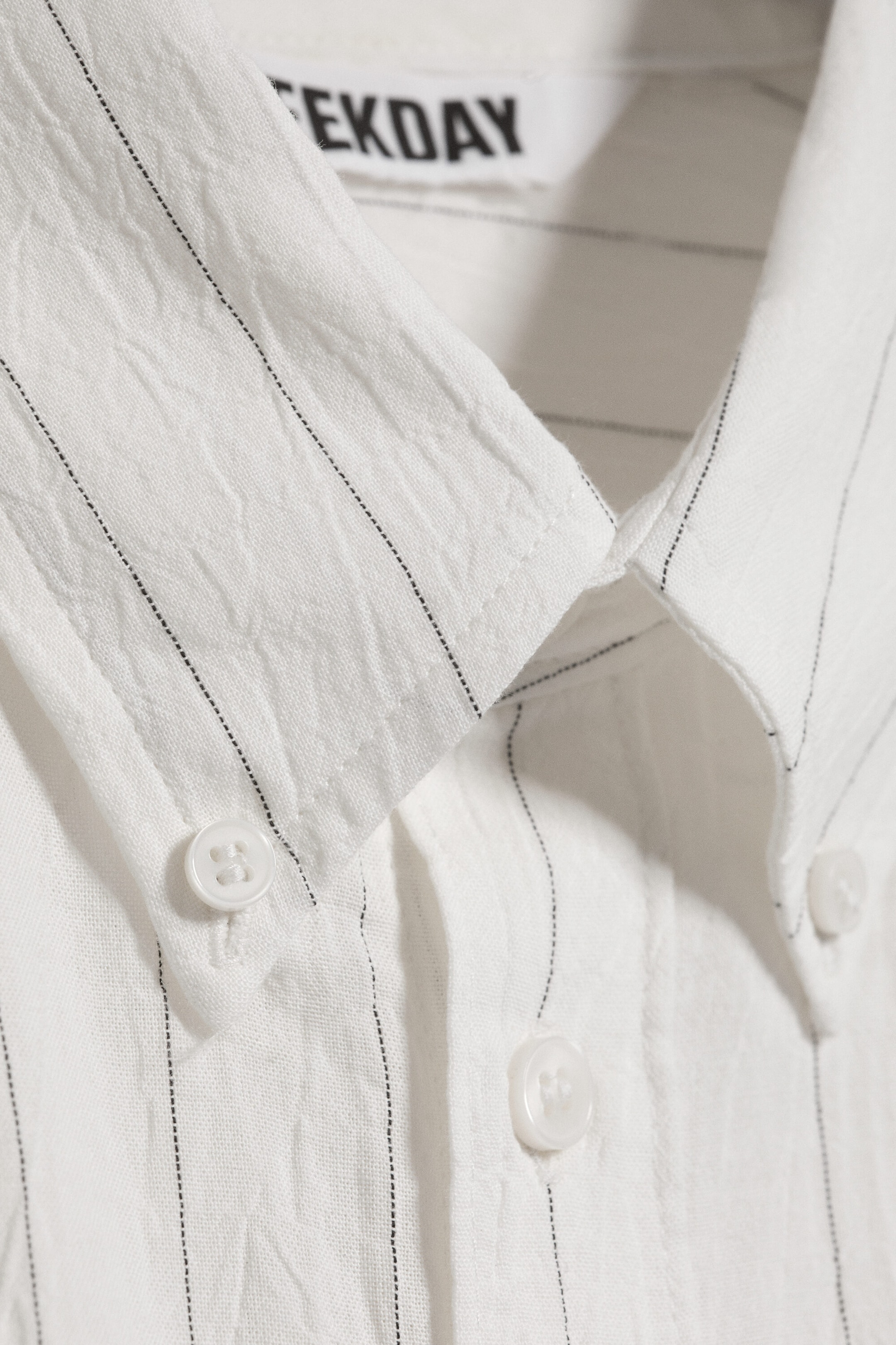 Striped Dusty White - Loose Structured Buttoned Shirt - 5