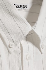 Striped Dusty White - Loose Structured Buttoned Shirt - 5