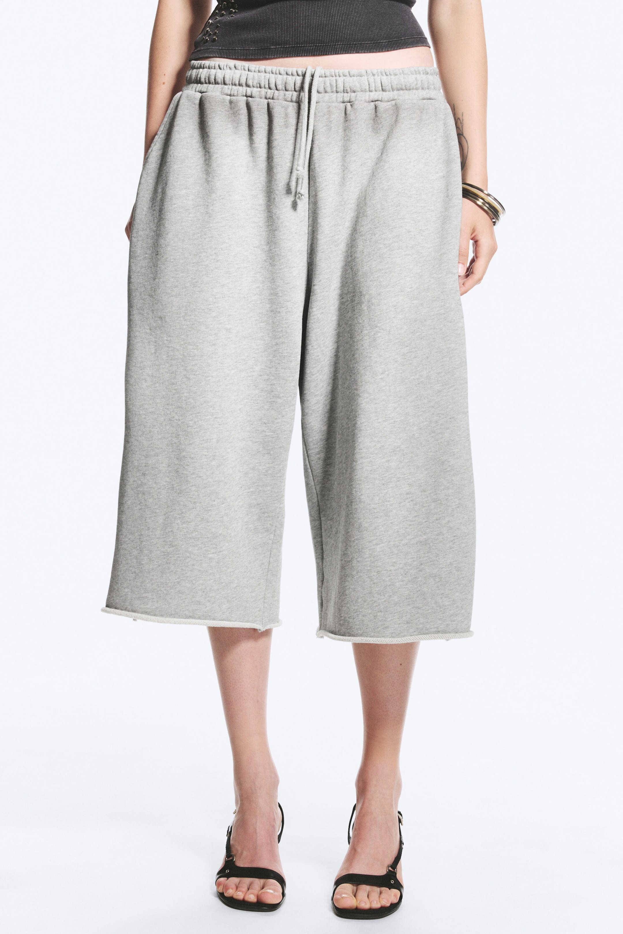 Light Dusty Grey Melange - Loose Terry Shorts - 2