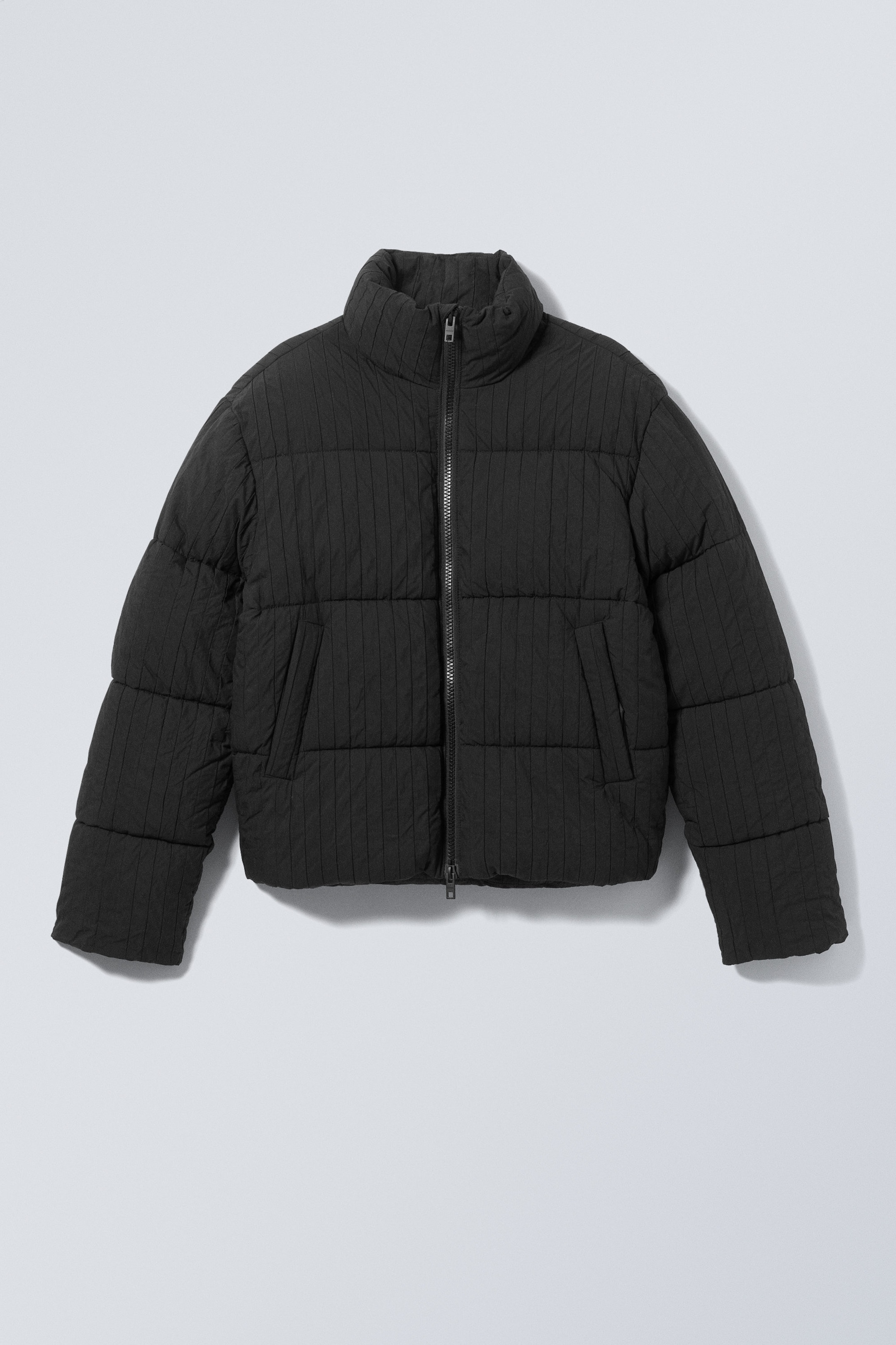 Zwart - Ben geribbeld pufferjack - 1
