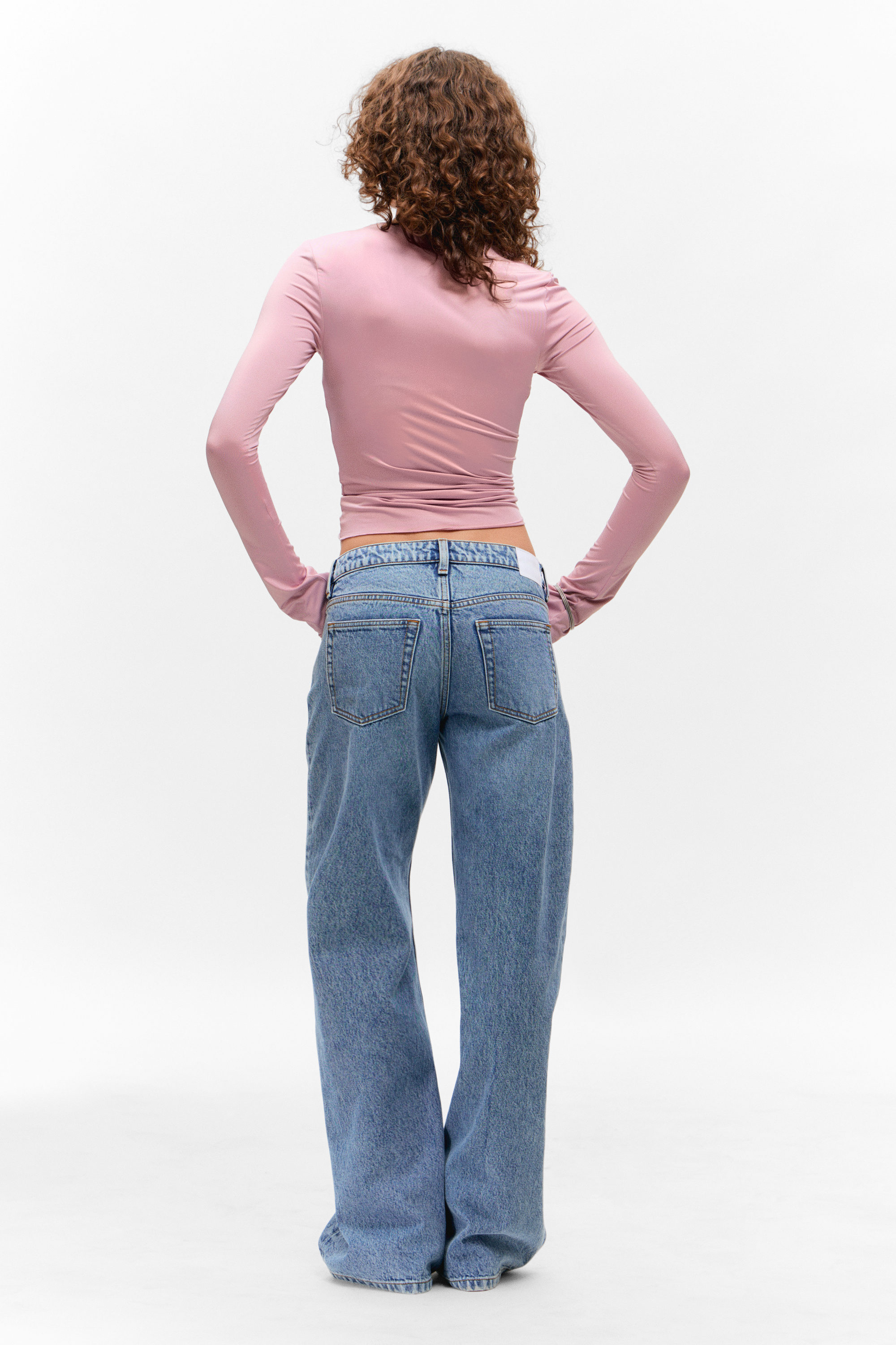 Rose clair - Haut à manches longues et col en V - 2