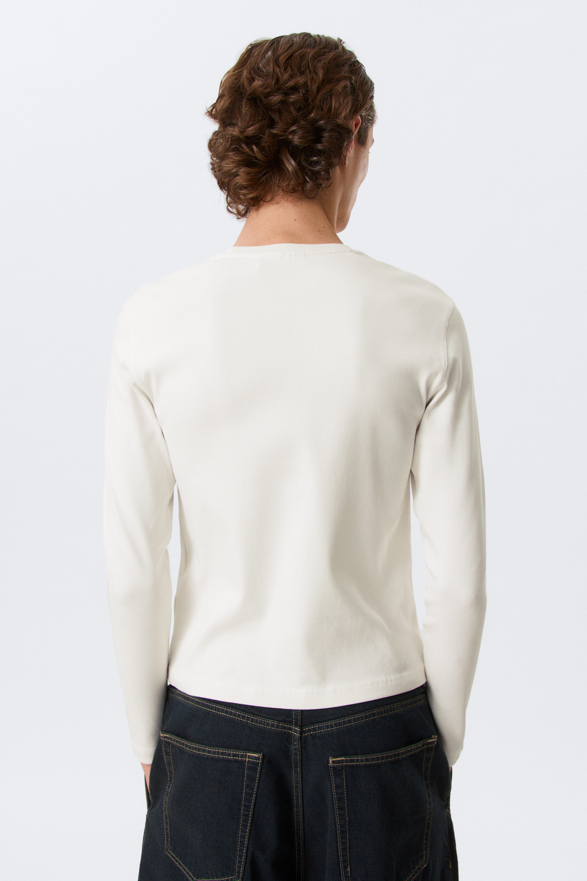 Dusty White - Ribbed Long-Sleeved T-shirt - 2