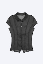 Taupe cendré clair - Chemise froissée à manches courtes - 5