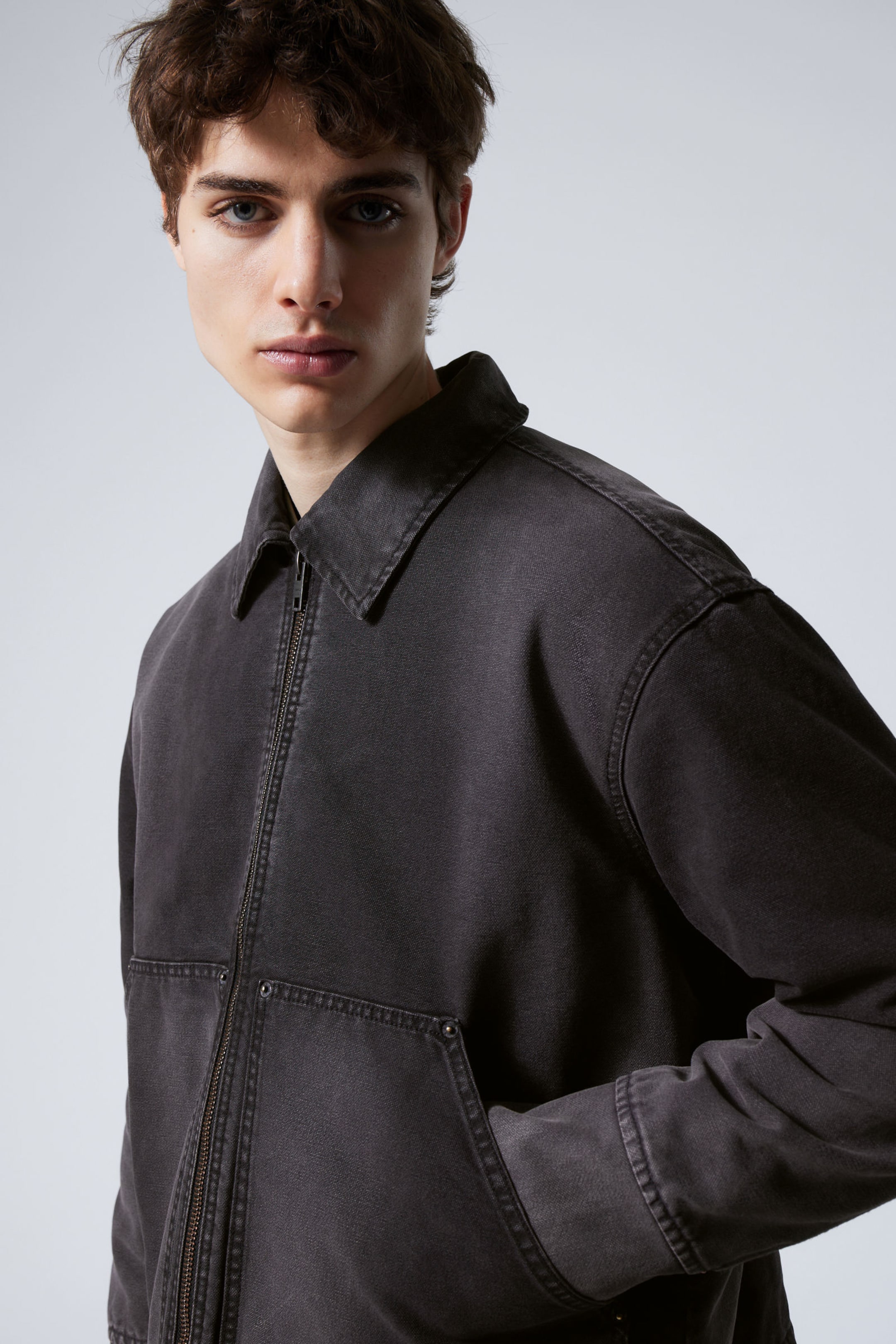 Washed Black - Relaxed Washed Utility Jacket - 2