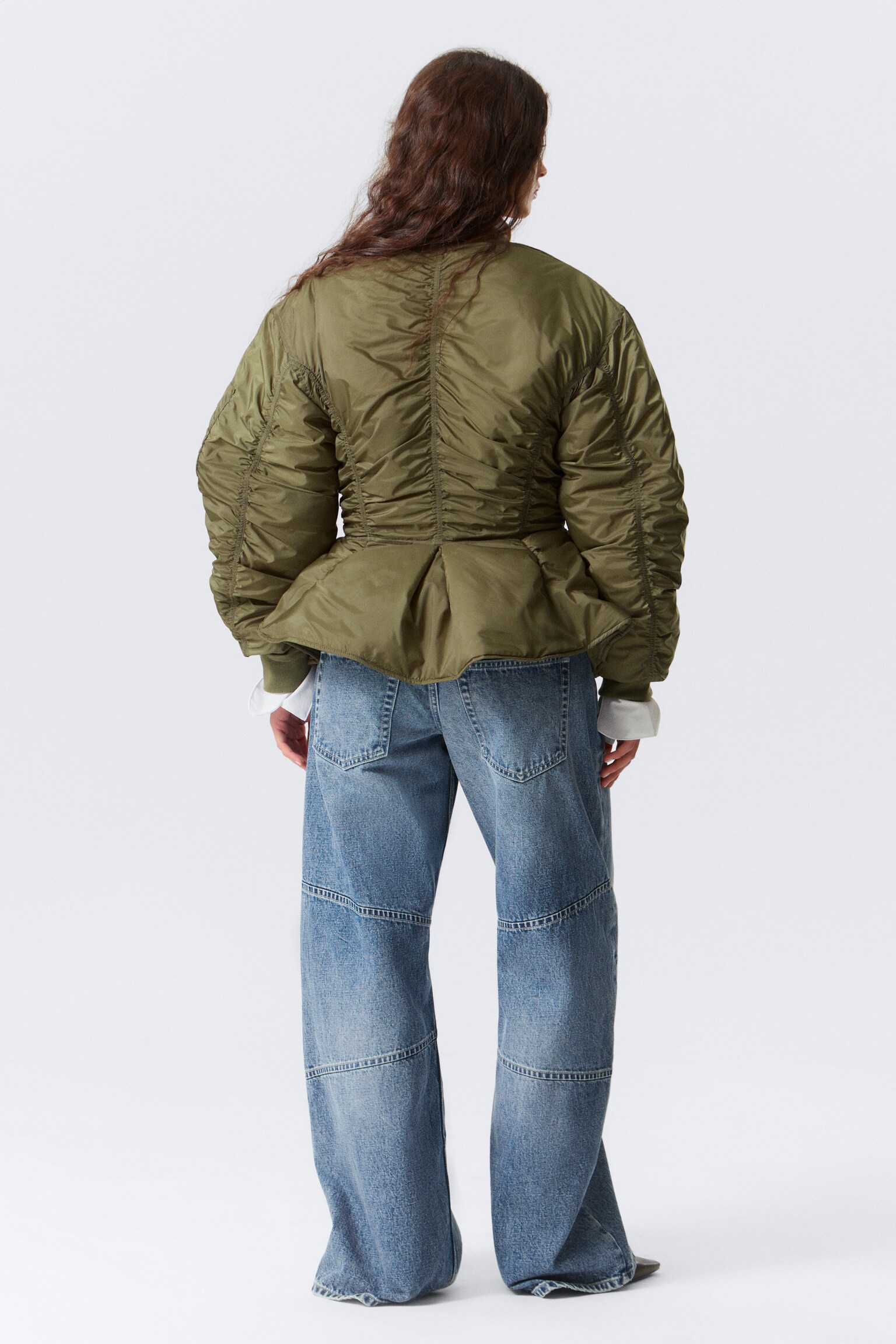 Bomber péplum froncé ajusté - Vert kaki - 4