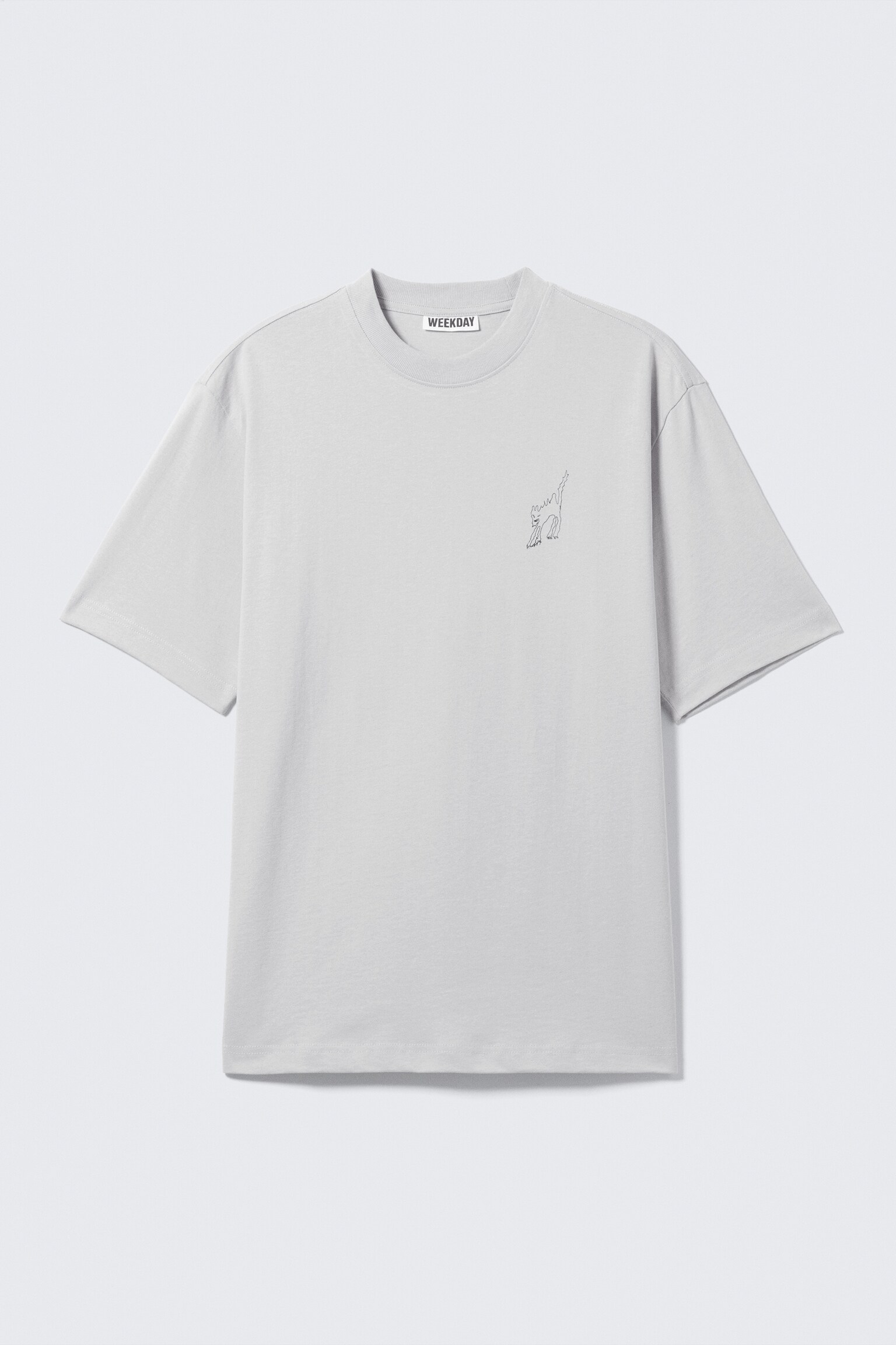 Relaxed Graphic Printed T-shirt - Grey - Scared Cat/Dark Brown - Drea8m/Dark Blue - Underground Bird - 2