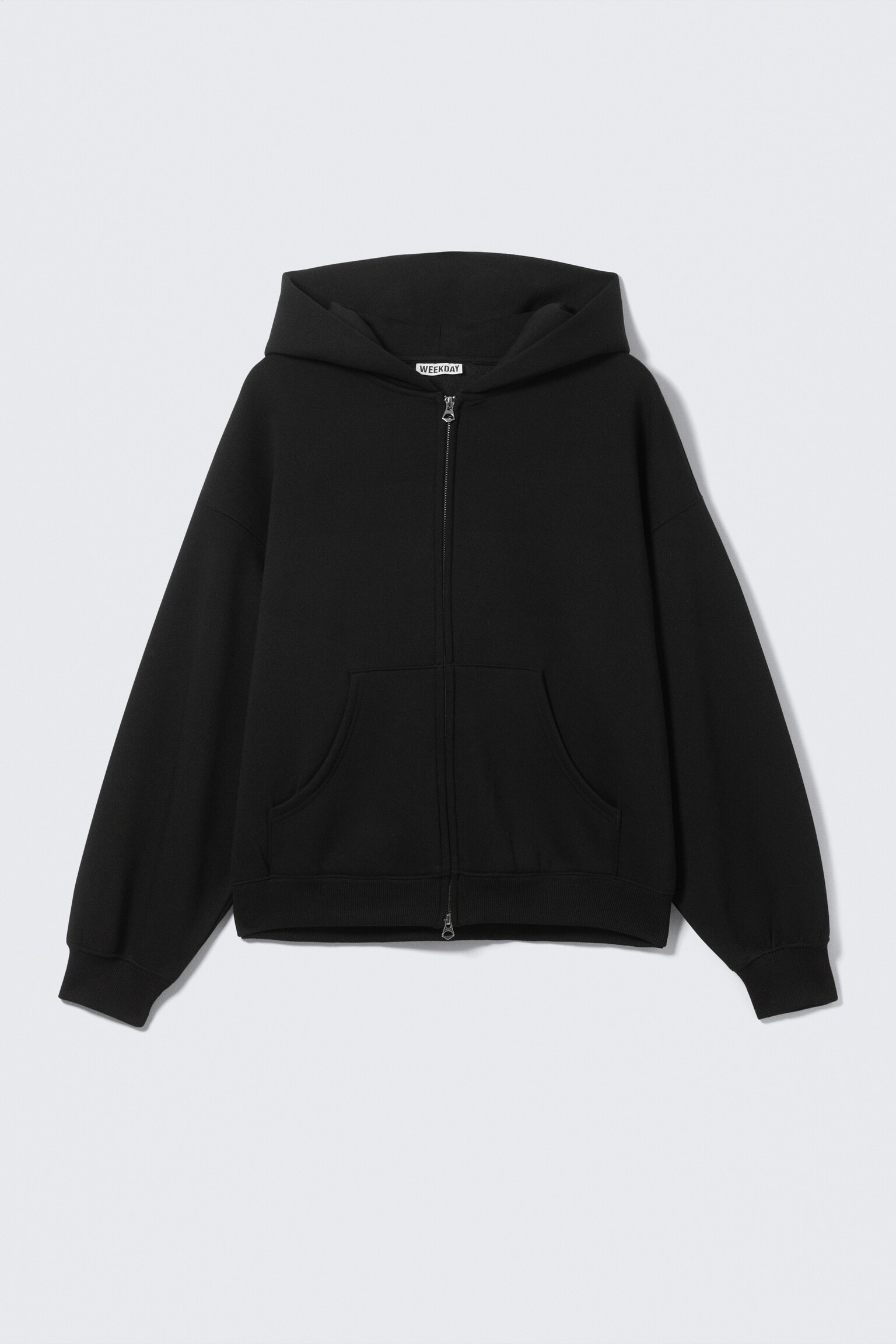 Oversized Heavyweight Zip Hoodie - Black/Grey Melange - 2