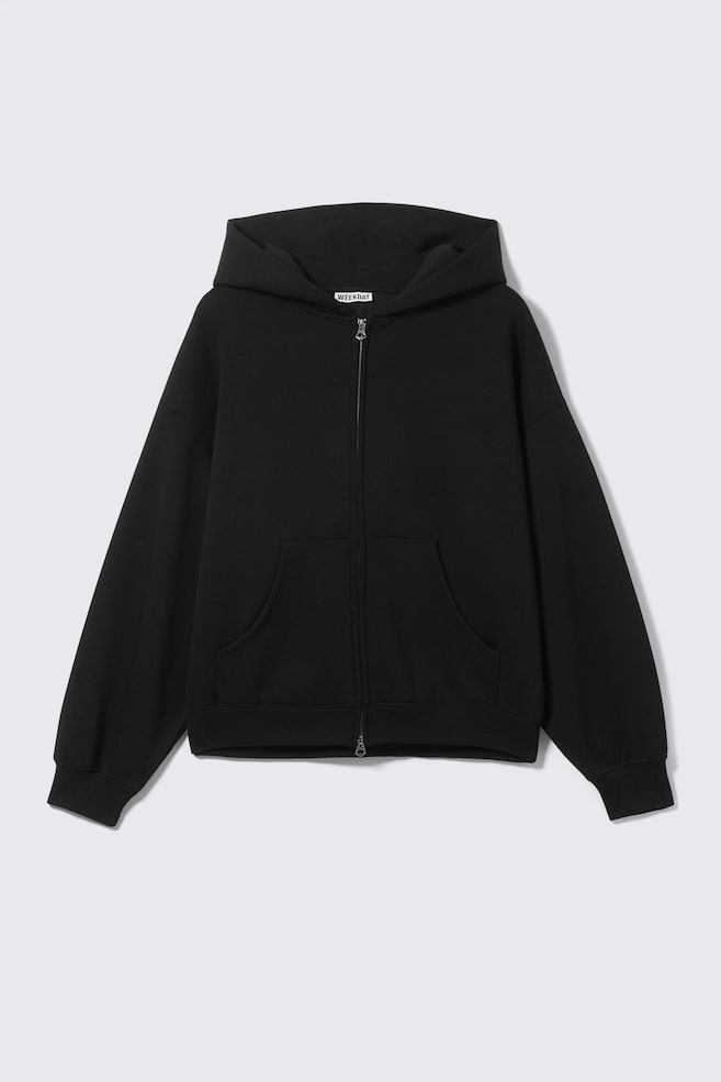 Oversized Heavyweight Zip Hoodie - Black/Dark Beige/Grey Melange - 1