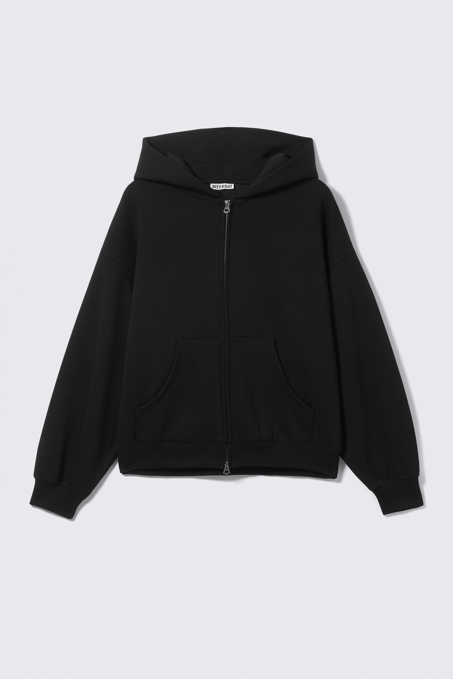 Oversized Heavyweight Zip Hoodie - Black/Grey Melange - 2
