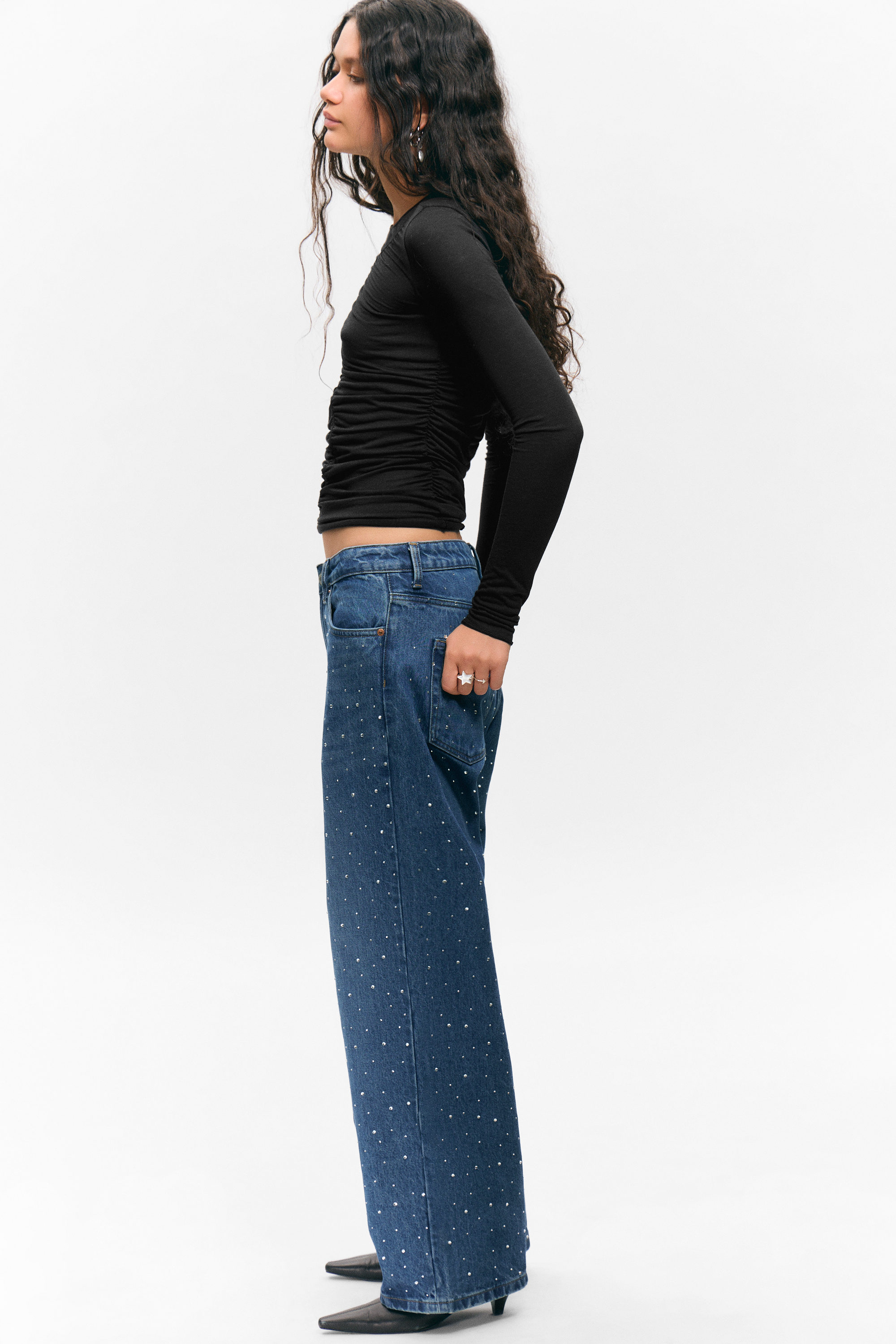 Embellished Blue - Dark Blue - Missy Embellished Low Rise Straight Leg Jeans - 2