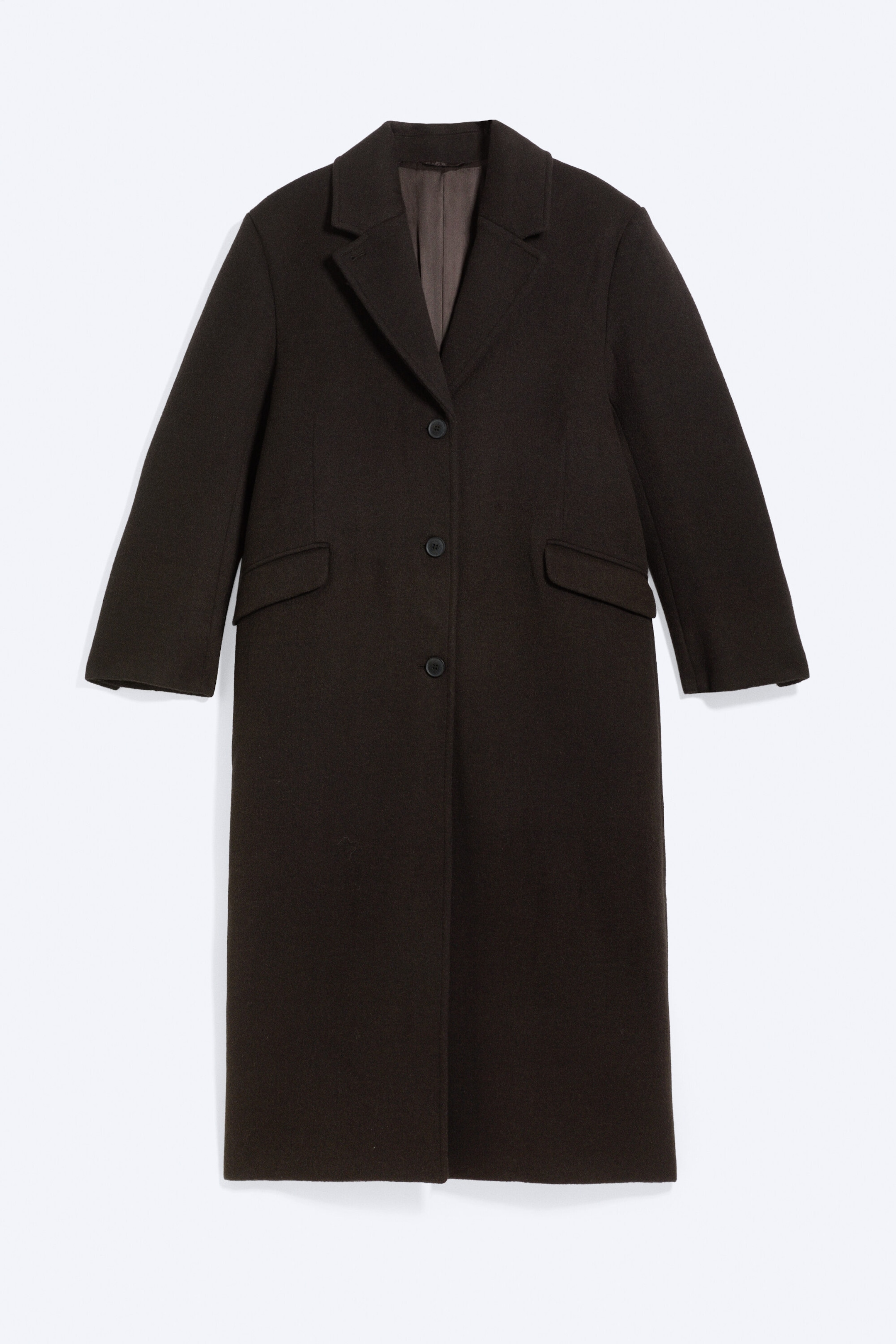 Dark Brown - Oversized Single-Breasted Wool-Blend Car Coat - 2