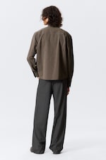 Striped Brown - Relaxed Striped Button-down Shirt - 2