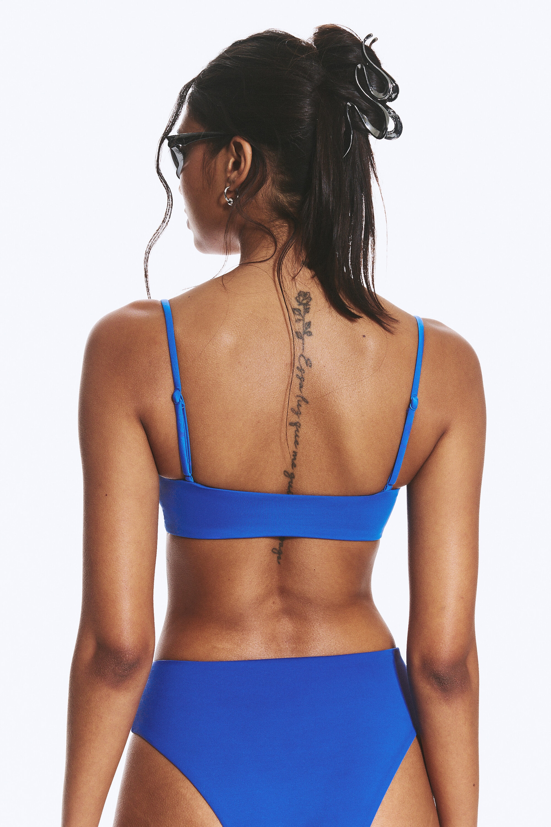 Bright Blue - Ruched Triangle Bikini Top - 2