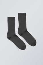 Dark Grey - Pond Ribbed Socks - 0