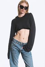 Dark Grey - Cropped Hooded Bolero - 1
