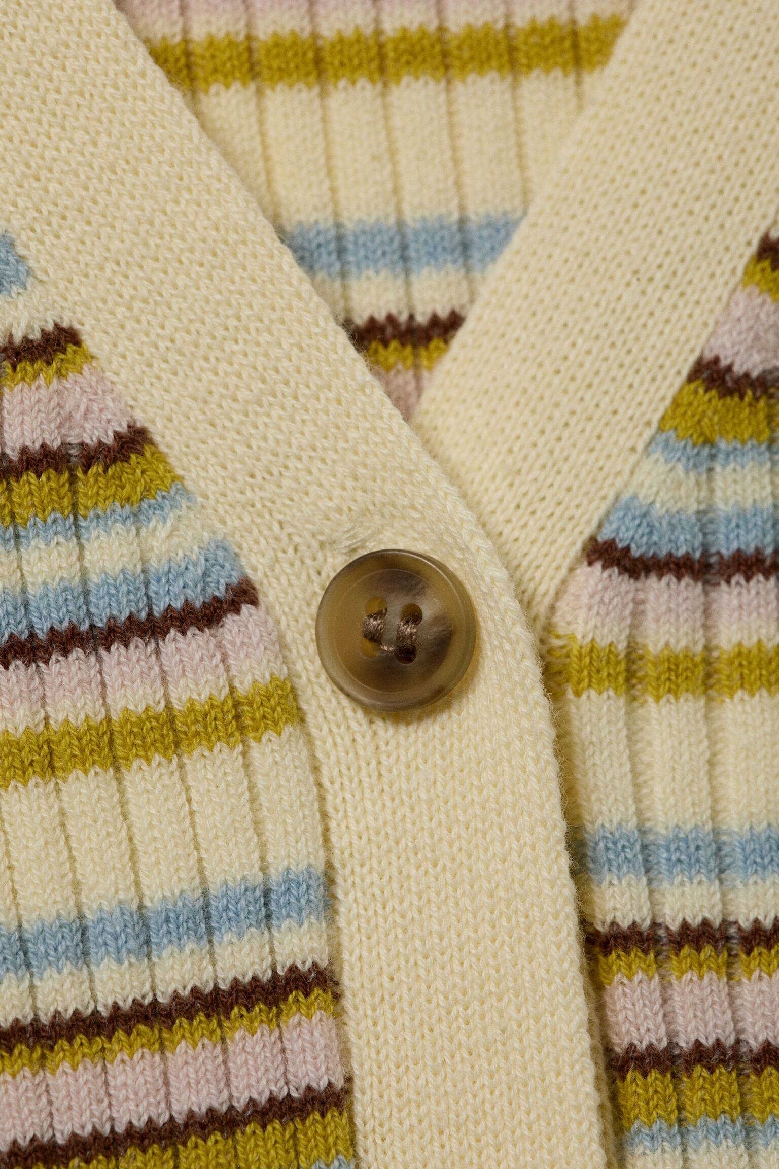 Neulejakku, V-pääntie - Vaaleankeltaraidallinen/Tummanruskea - 4