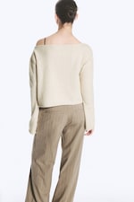 Light White - Loose Fit Rolled Hem Sweater - 2