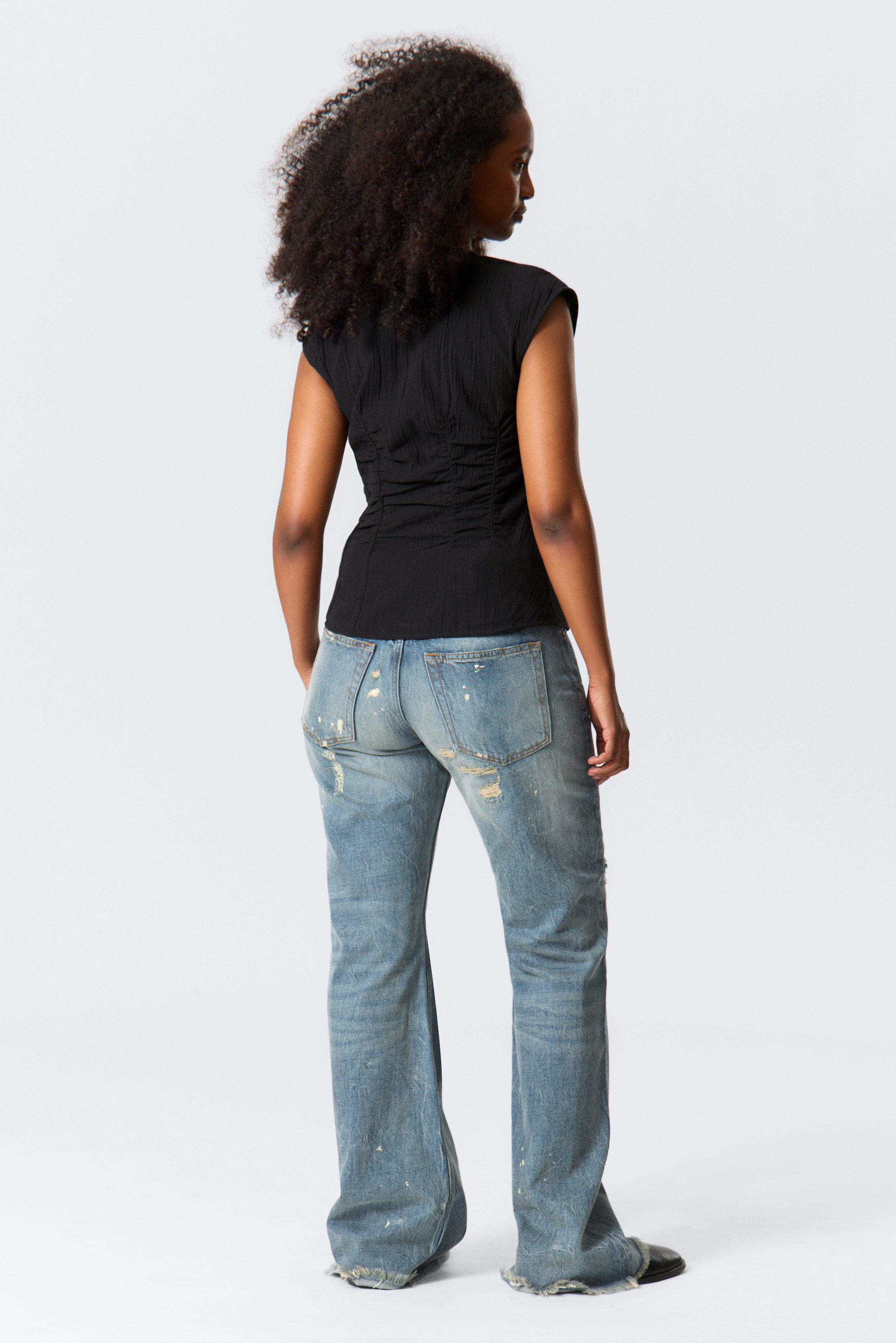 Schwarz - Ärmelloses Knitter-Top - 2