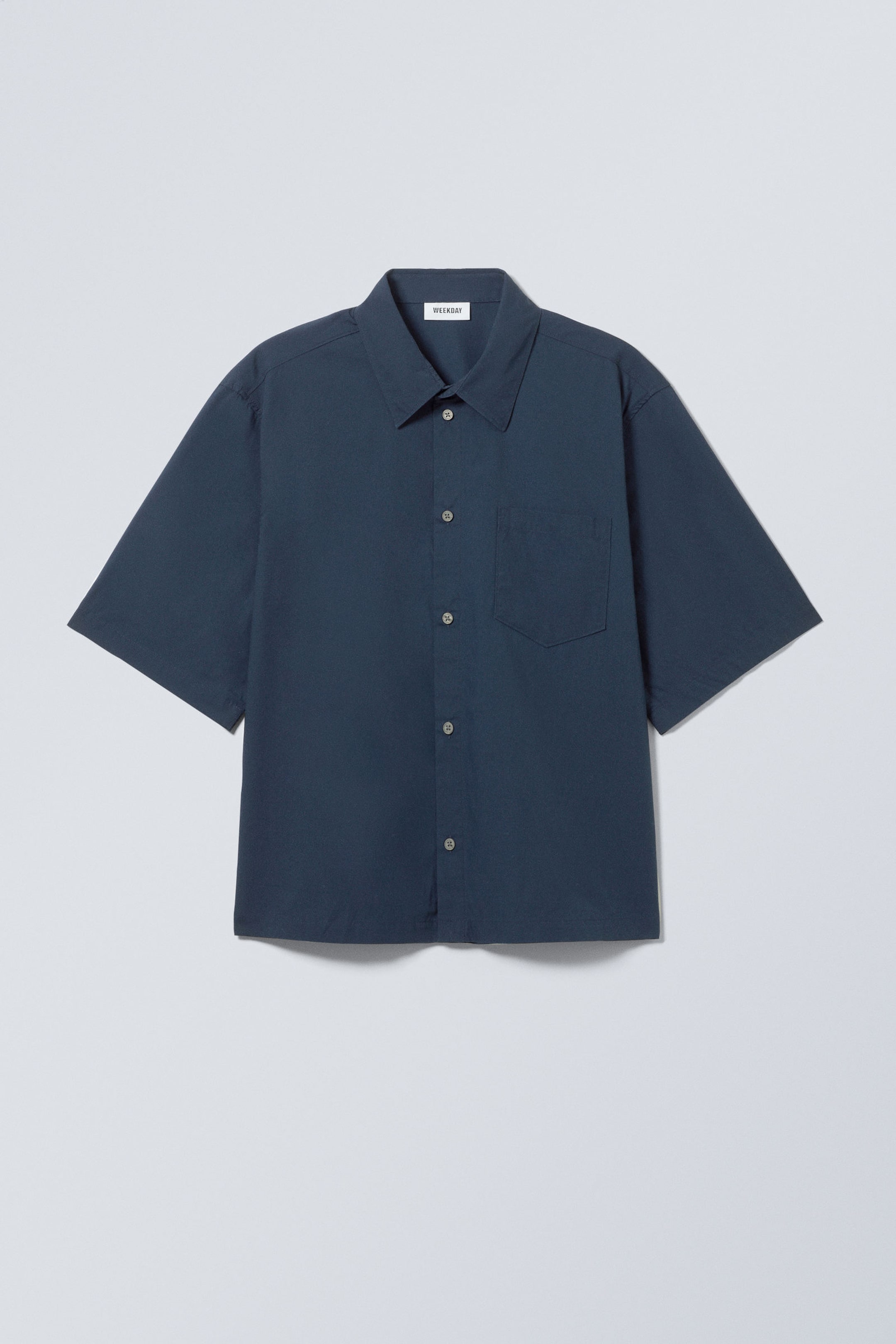 Dark Blue - Cropped Short Sleeve Shirt - 0