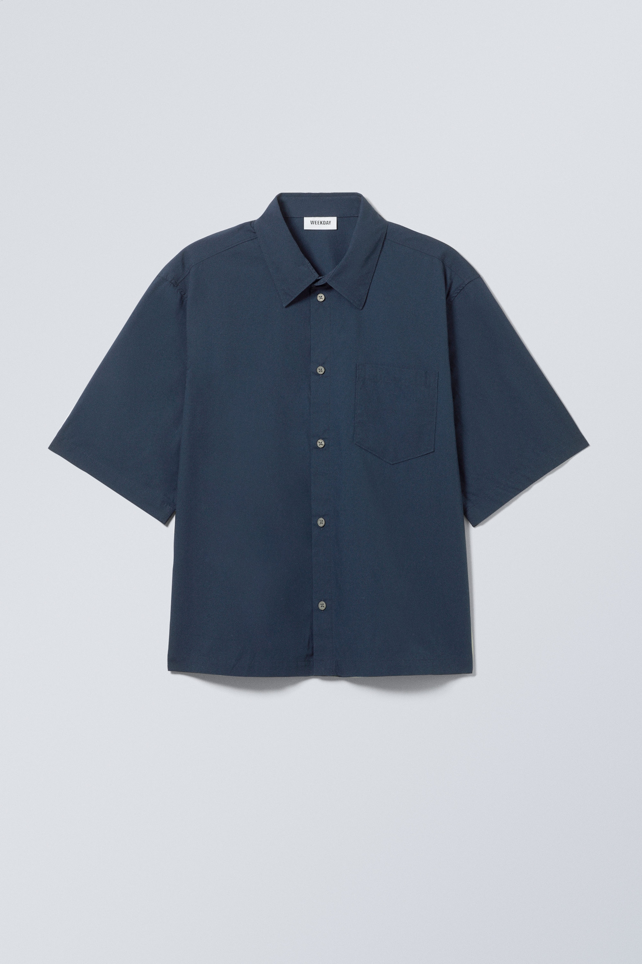 Dark Blue - Cropped Short Sleeve Shirt - 0