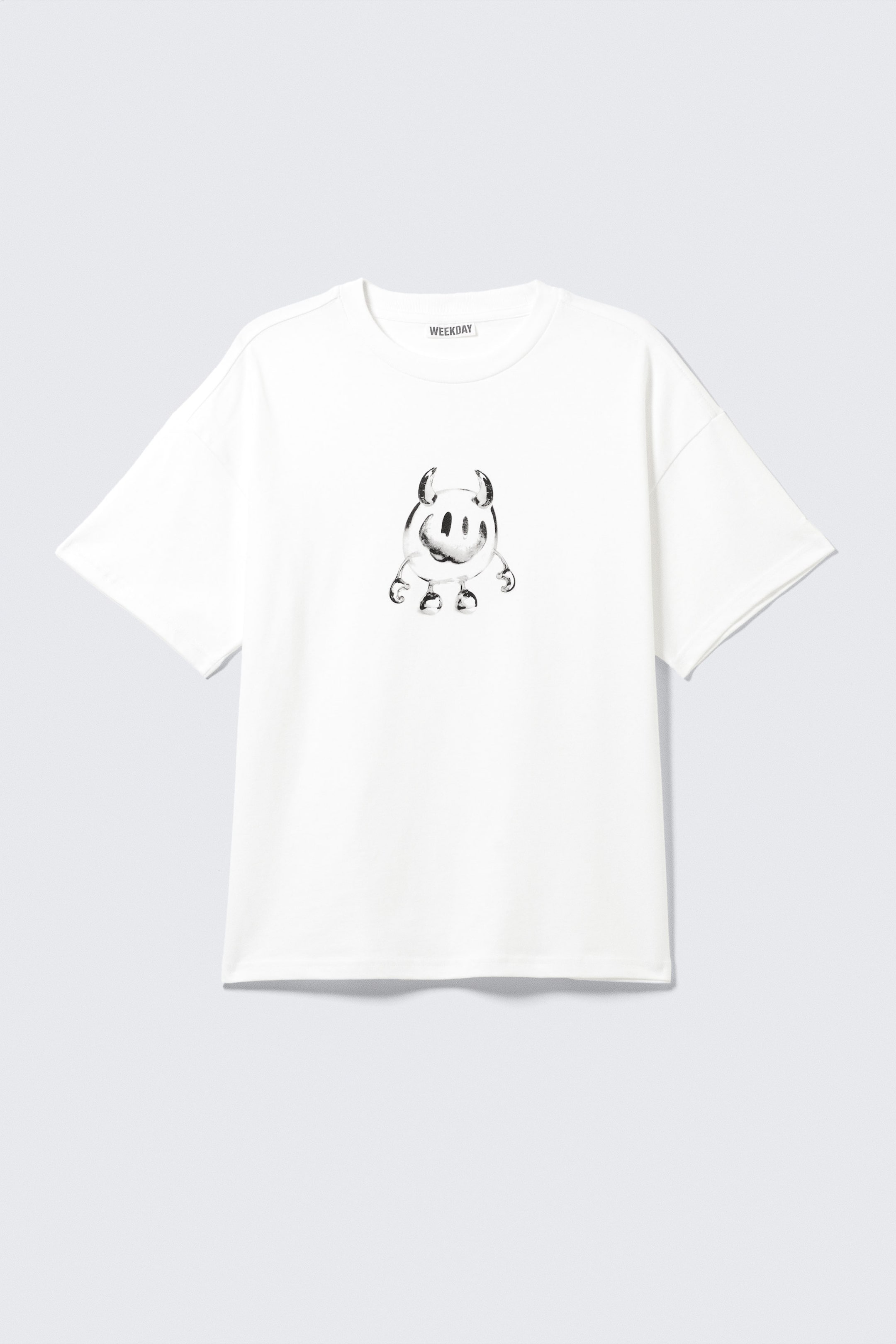 White - Smilish - Great Boxy Printed Graphic Tee - 1