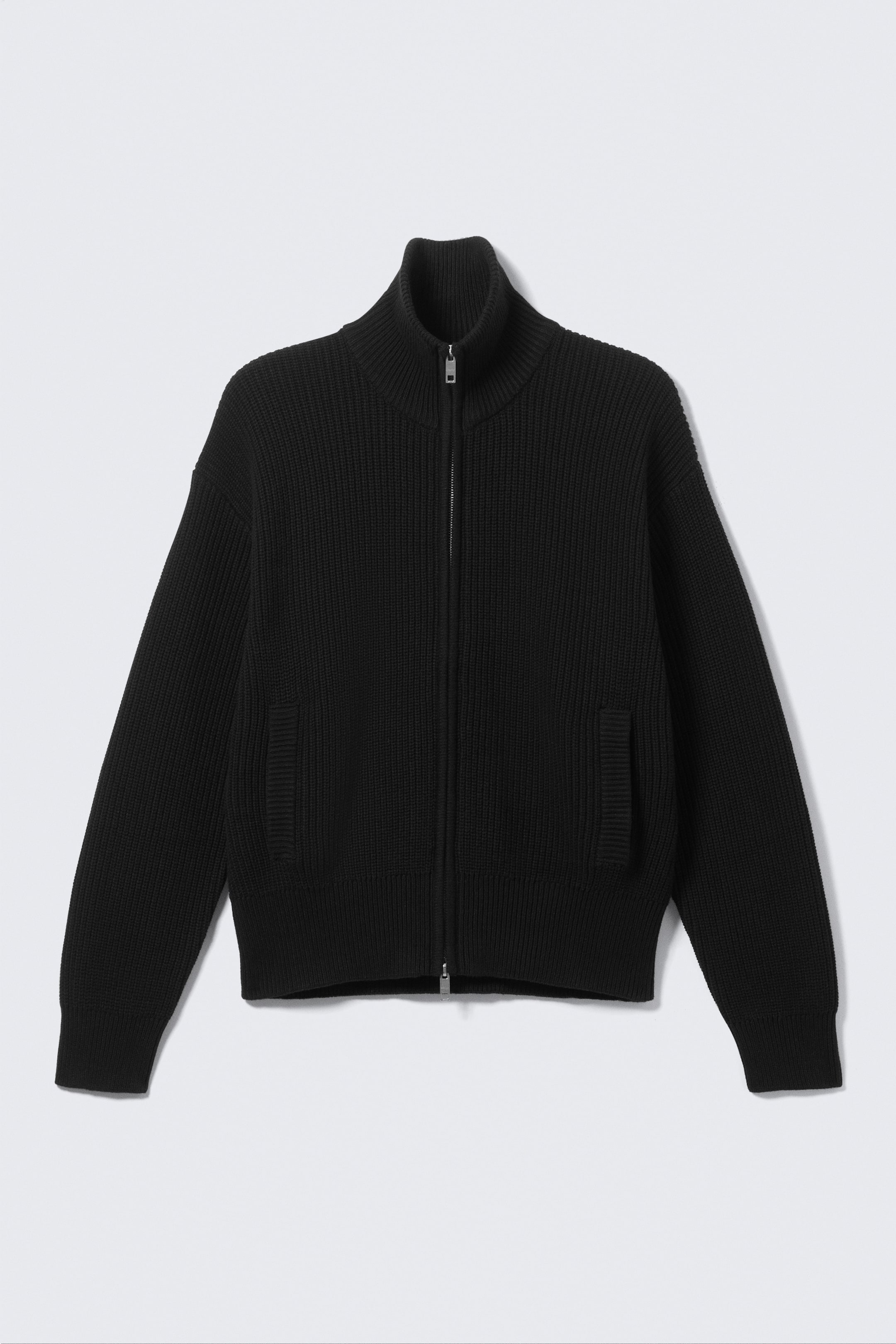 Agrandir l'image: Ruimvallend gebreid vest met rits en hoge hals - Noir - HOMME | H&M BE 1