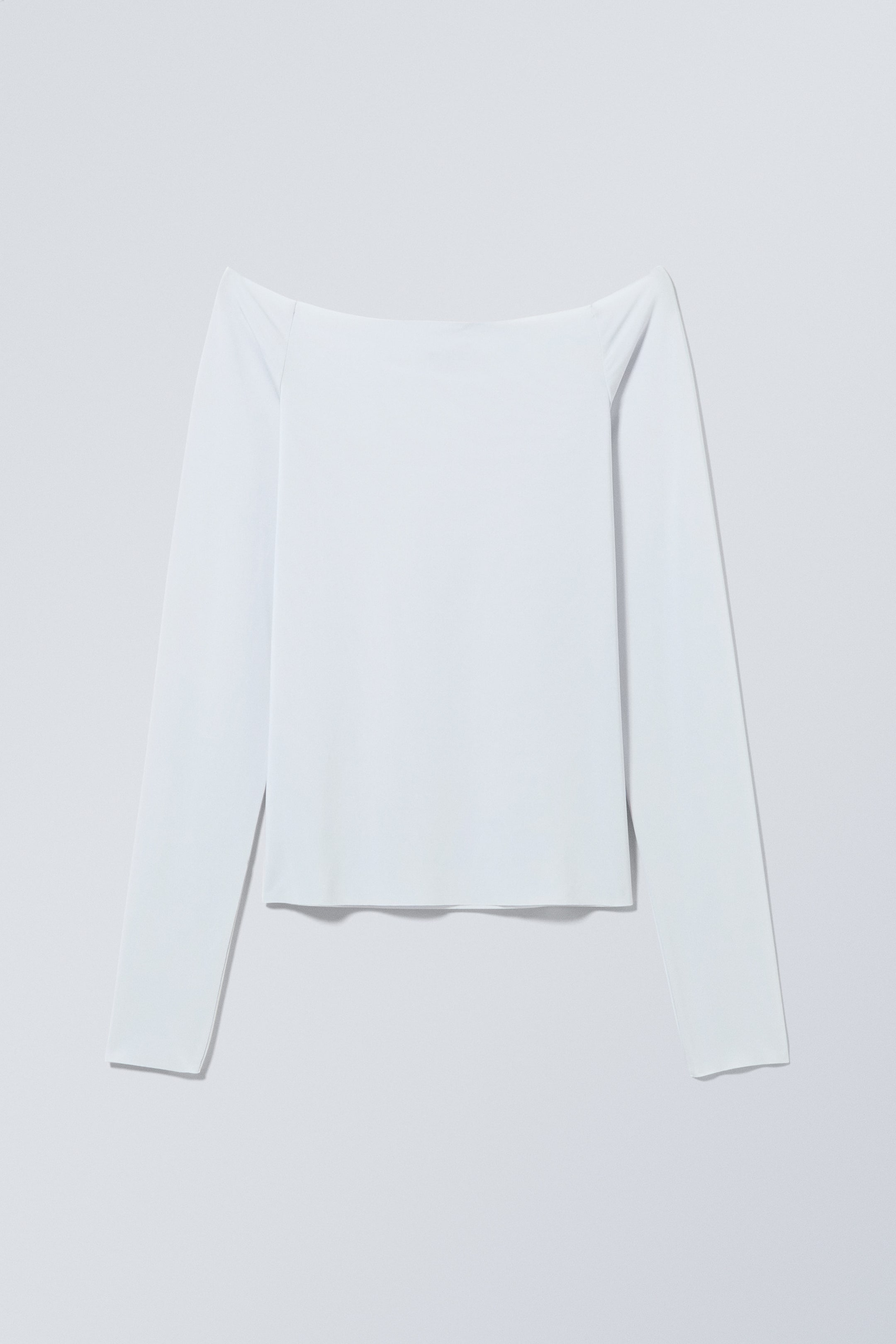 Poederig lichtblauw - Off-shoulder top met lange mouwen - 0