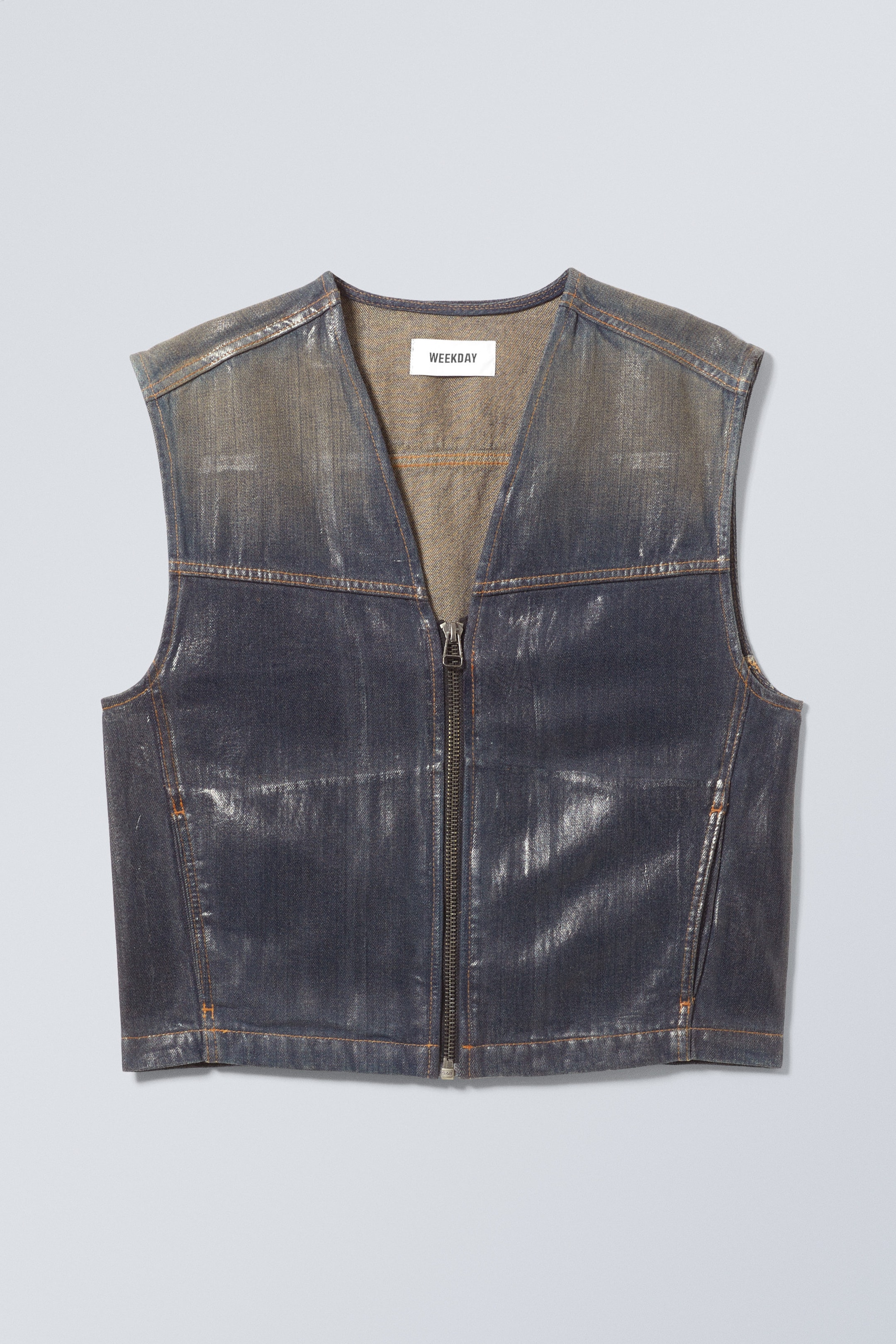 Coated Dusty Blue - Aitos Coated Denim Vest - 0