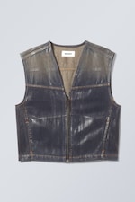 Coated Dusty Blue - Aitos Coated Denim Vest - 0