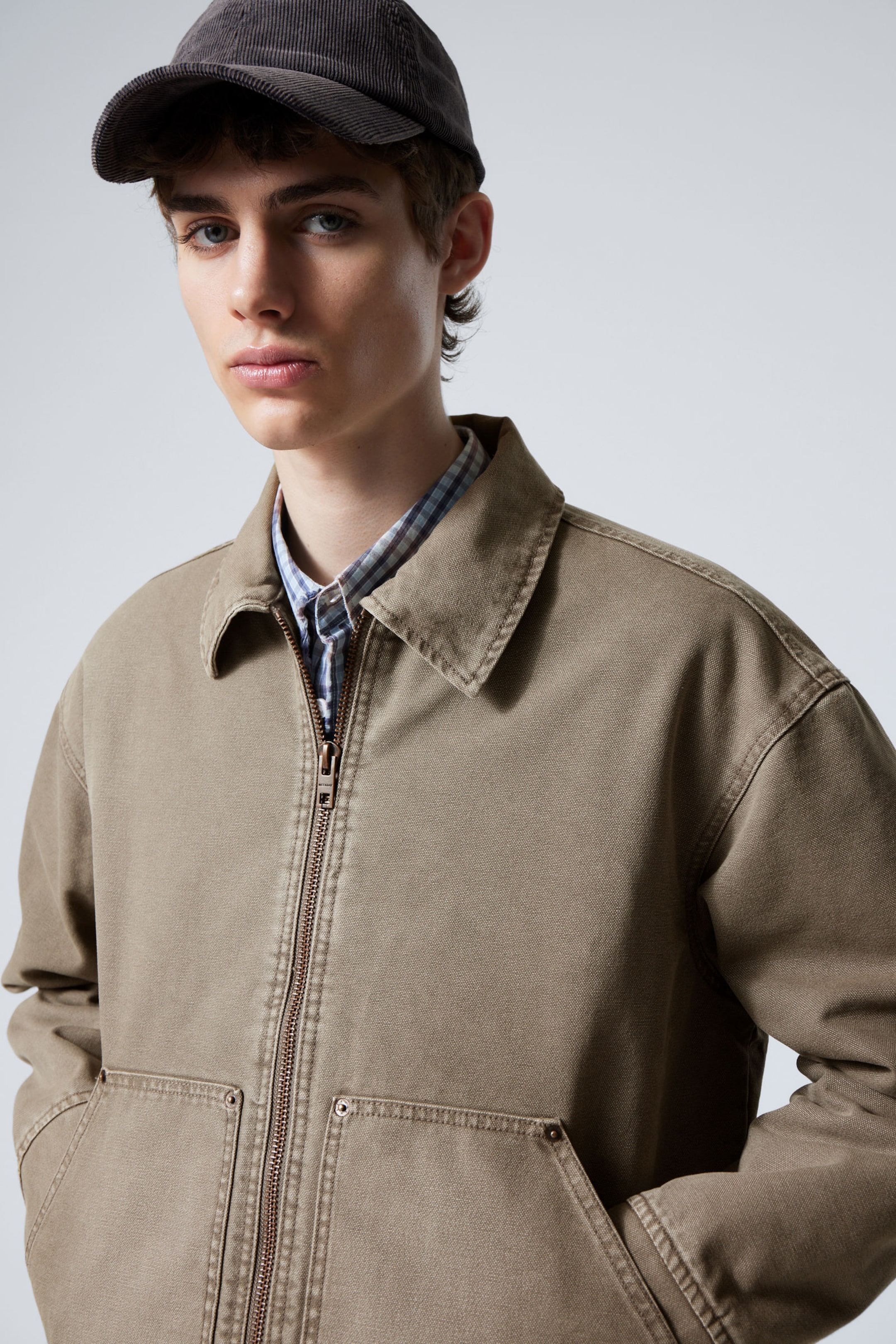 #7F7A72 - Relaxed Washed Utility Jacket - 2
