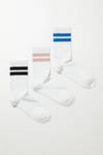 White - 3-pack randiga strumpor - 0