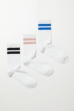 White - 3-pack Sport Striped Socks - 0