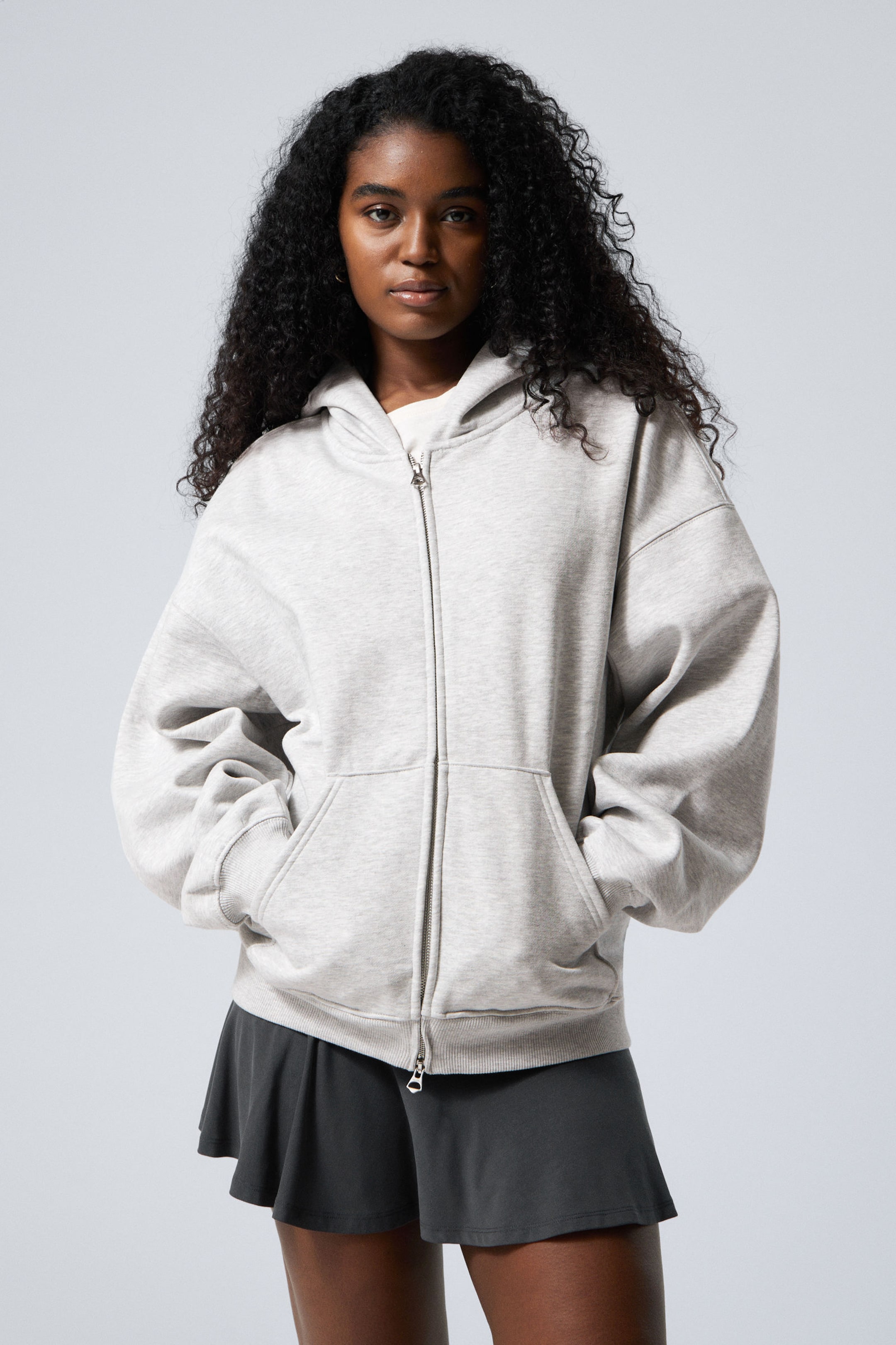 #AFAFAF - Oversized-Hoodie mit Reißverschluss - 1