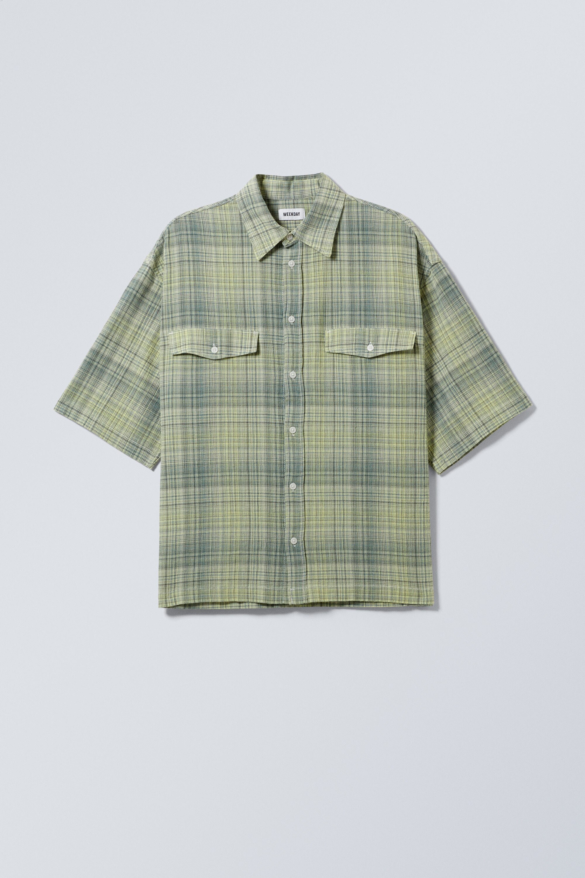 oversized checked short sleeve shirt - Dusty Green Check | Weekday EU