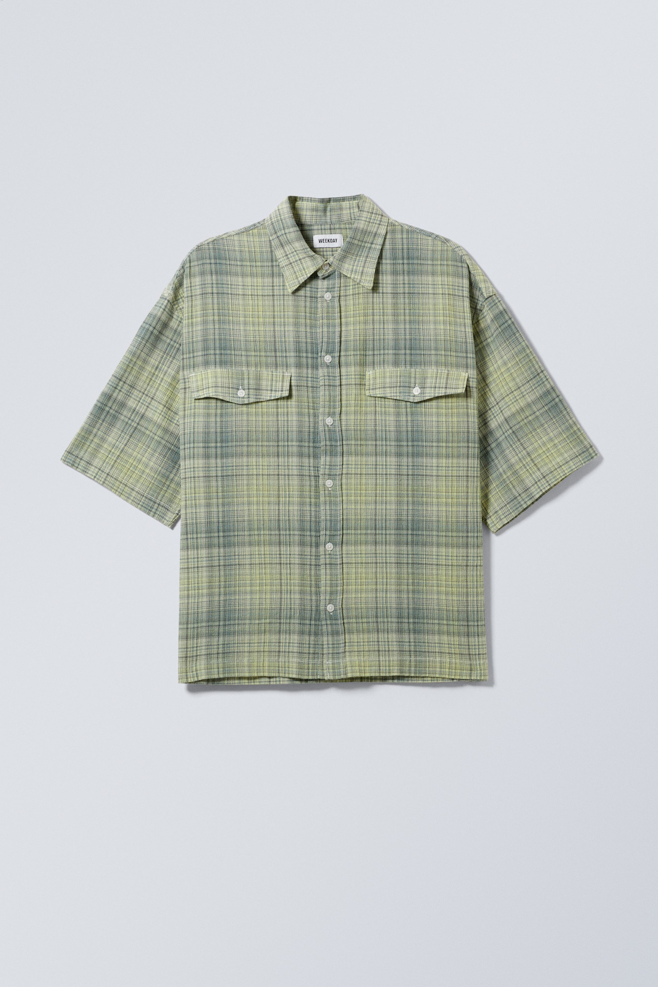 Dusty Green Check - Oversized Checked Short Sleeve Shirt - 0