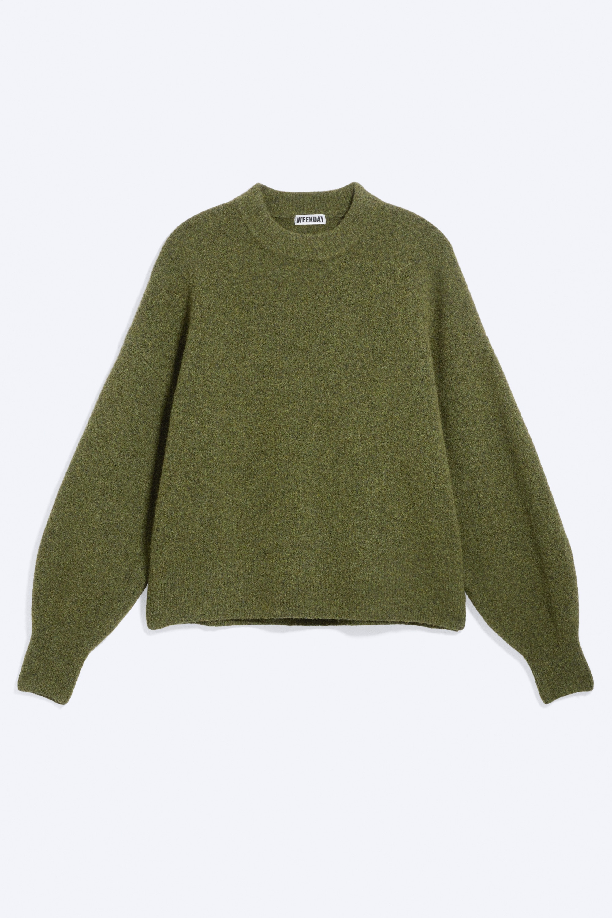 Avslappnad jumper i ullblandning - Mossgrön/Svart/Beige randig/Mörk Gråmelerad/Mörk Mullvad