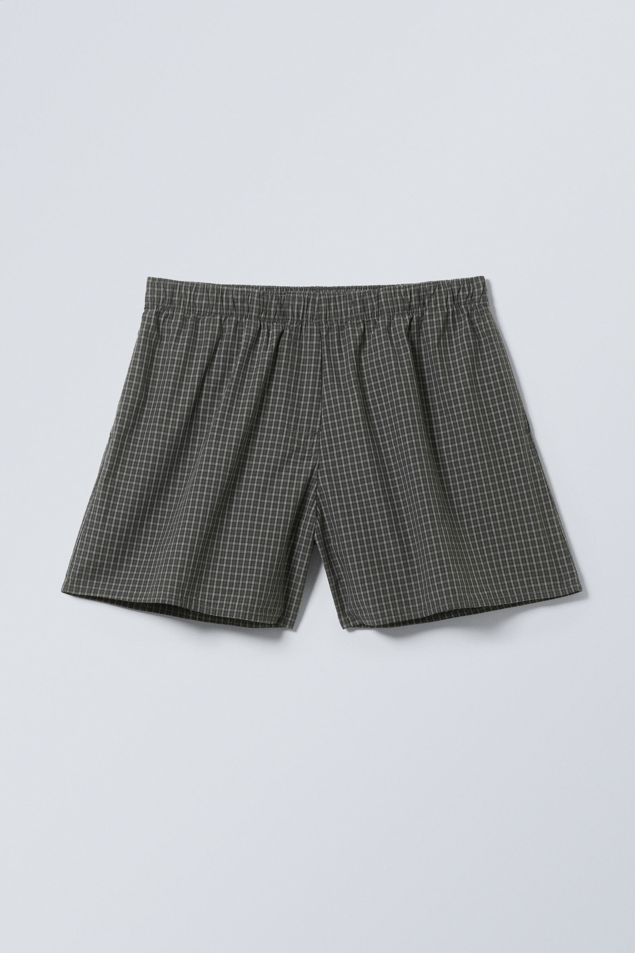 Checked Dark Mole - Low Rise Cotton Shorts - 3