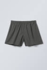 Checked Dark Mole - Low Rise Cotton Shorts - 3